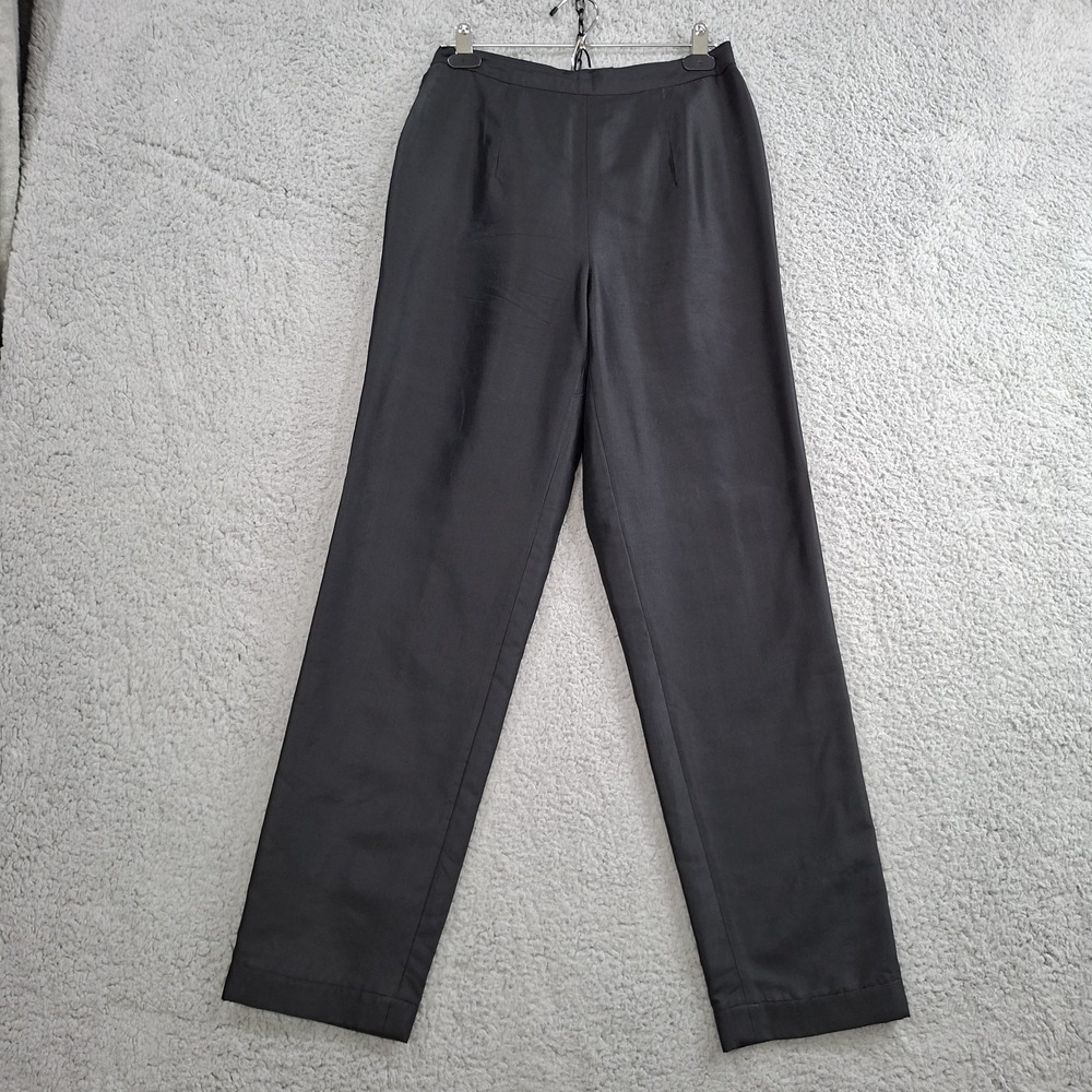 Vintage Baratell Thai Silk Black‎ Dress Pants 4 Hook Zip Women Church Old Money